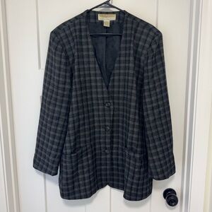 Vintage Maggie Lawrence Black Plaid Oversized Blazer